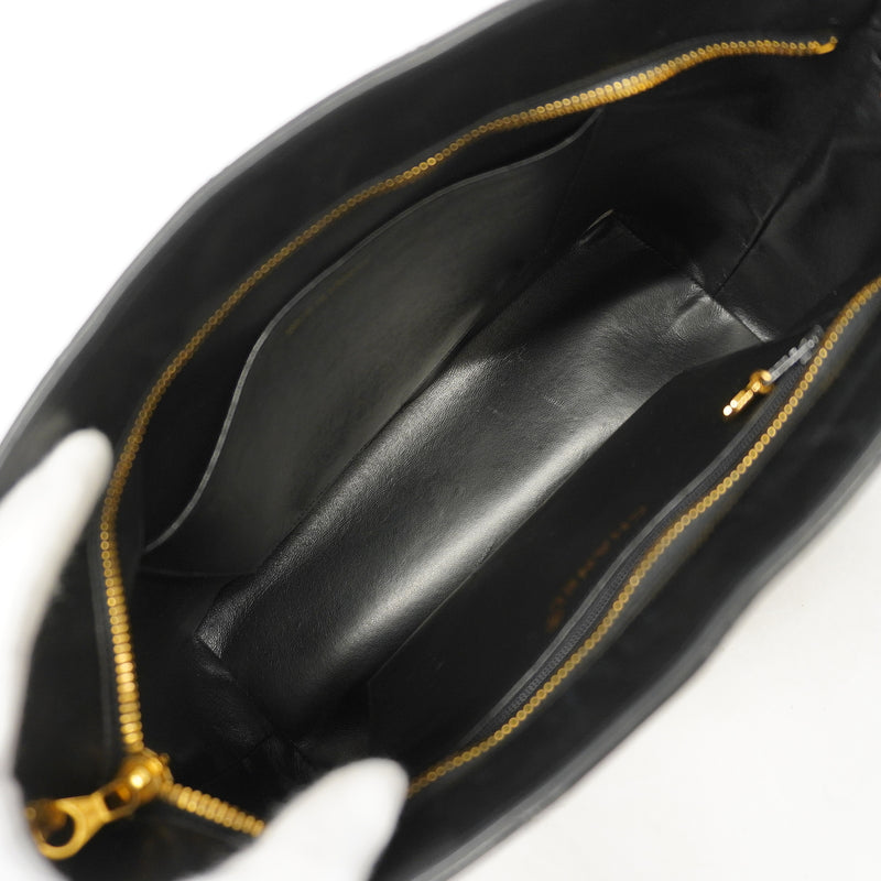 【6id6061-h】シャネル トートバッグ 復刻トート ラムスキン ブラック ゴールド金具【中古】レディース