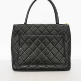 【6id6061-h】シャネル トートバッグ 復刻トート ラムスキン ブラック ゴールド金具【中古】レディース