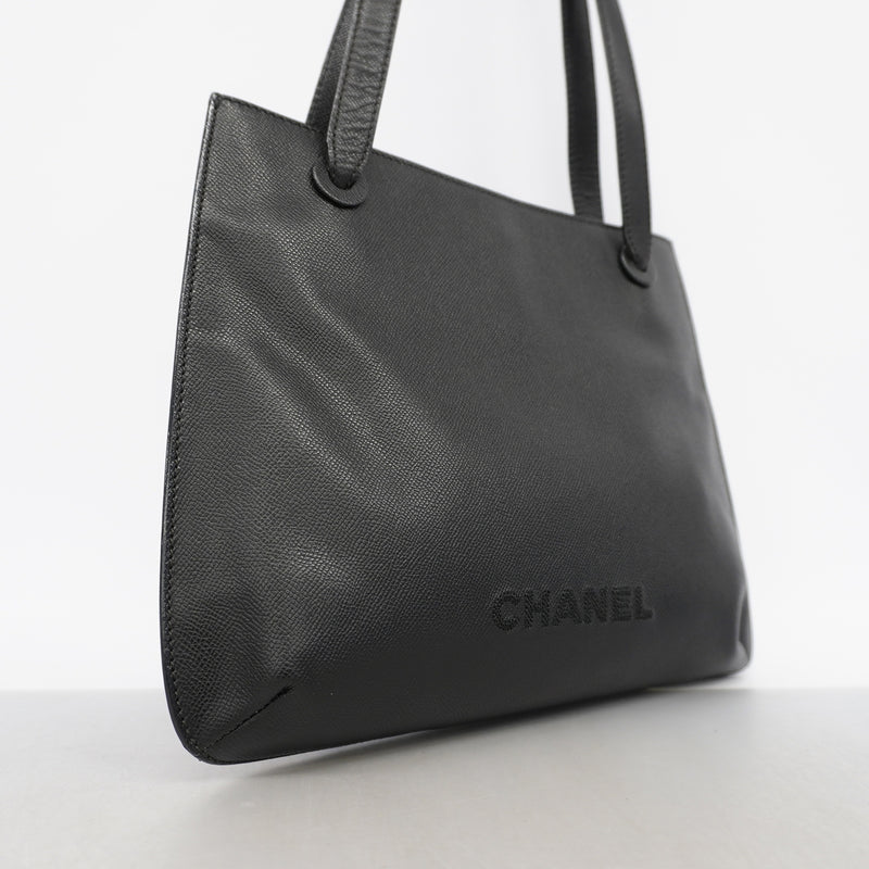 【6id6067-h】シャネル ショルダーバッグ キャビアスキン ブラック ゴールド金具【中古】レディース
