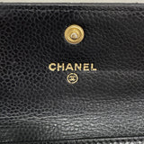 【6id6070-h】シャネル カードケース マトラッセ キャビアスキン ブラック ゴールド金具【中古】レディース