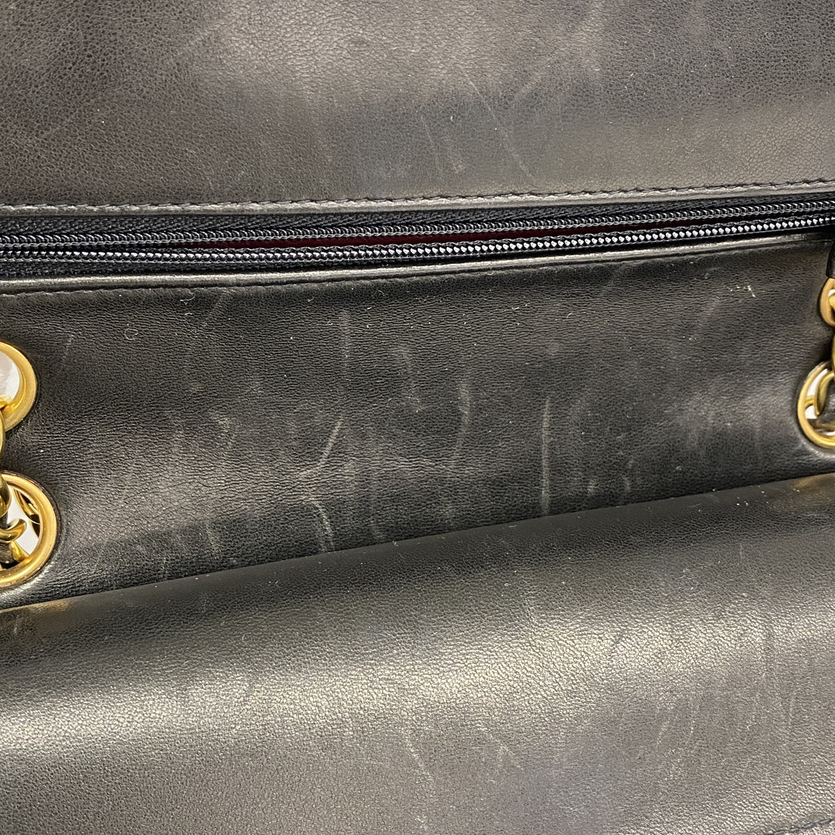 【6id6071-h】シャネル ショルダーバッグ マトラッセ Wフラップ Wチェーン ラムスキン ブラック ゴールド金具【中古】レディース