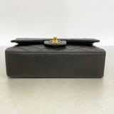 【6id6071-h】シャネル ショルダーバッグ マトラッセ Wフラップ Wチェーン ラムスキン ブラック ゴールド金具【中古】レディース