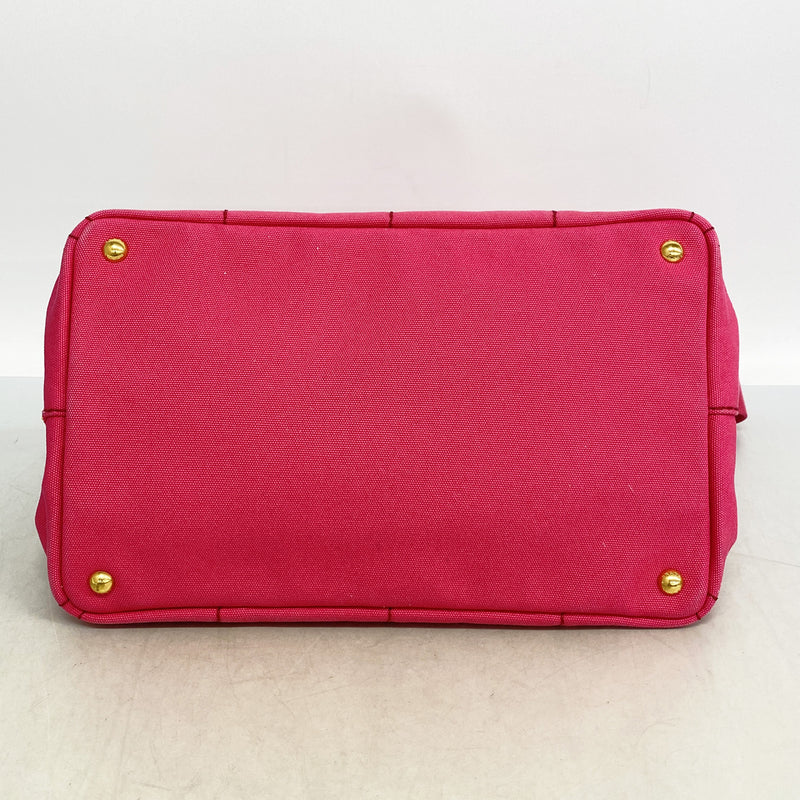 【6id6072-h】プラダ トートバッグ カナパ キャンバス ピンク ゴールド金具 2wayバッグ【中古】レディース