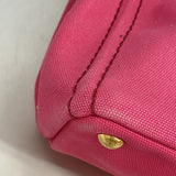 【6id6072-h】プラダ トートバッグ カナパ キャンバス ピンク ゴールド金具 2wayバッグ【中古】レディース