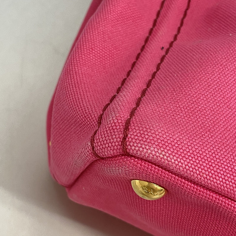 【6id6072-h】プラダ トートバッグ カナパ キャンバス ピンク ゴールド金具 2wayバッグ【中古】レディース