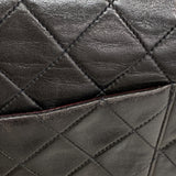 【6id6078-h】シャネル ショルダーバッグ マトラッセ Wフラップ Wチェーン ラムスキン ブラック ゴールド金具【中古】レディース