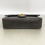 【6id6078-h】シャネル ショルダーバッグ マトラッセ Wフラップ Wチェーン ラムスキン ブラック ゴールド金具【中古】レディース