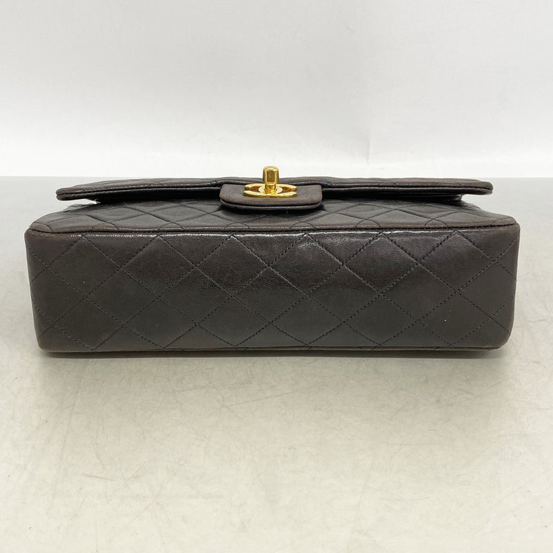 【6id6078-h】シャネル ショルダーバッグ マトラッセ Wフラップ Wチェーン ラムスキン ブラック ゴールド金具【中古】レディース