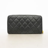 【6id6079】シャネル 長財布 マトラッセ ラムスキン ブラック ゴールド金具【中古】レディース