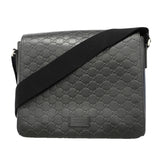 【6id6081】グッチ ショルダーバッグ グッチシマ 523226 レザー ブラック シルバー金具【中古】メンズ