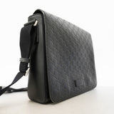 【6id6081】グッチ ショルダーバッグ グッチシマ 523226 レザー ブラック シルバー金具【中古】メンズ