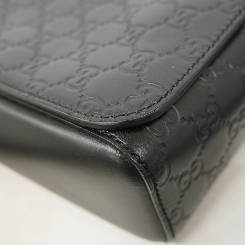 【6id6081】グッチ ショルダーバッグ グッチシマ 523226 レザー ブラック シルバー金具【中古】メンズ
