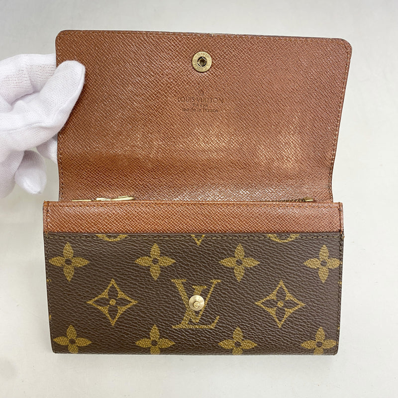 【6id6097】ルイヴィトン 財布 モノグラム ポルトモネジップ M61735 ブラウン【中古】レディース