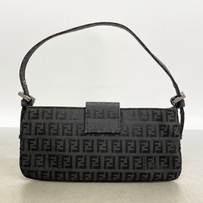 【6id6102】フェンディ ハンドバッグ ズッキーノ ナイロンキャンバス ブラック シルバー金具【中古】レディース