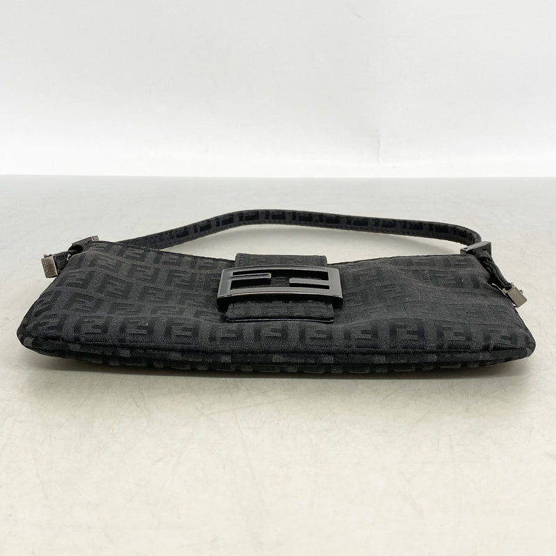 【6id6102】フェンディ ハンドバッグ ズッキーノ ナイロンキャンバス ブラック シルバー金具【中古】レディース