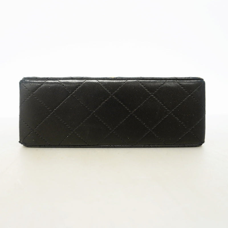 【6id6116】シャネル ショルダーバッグ ミニマトラッセ チェーンショルダー ラムスキン ブラック ゴールド金具【中古】レディース