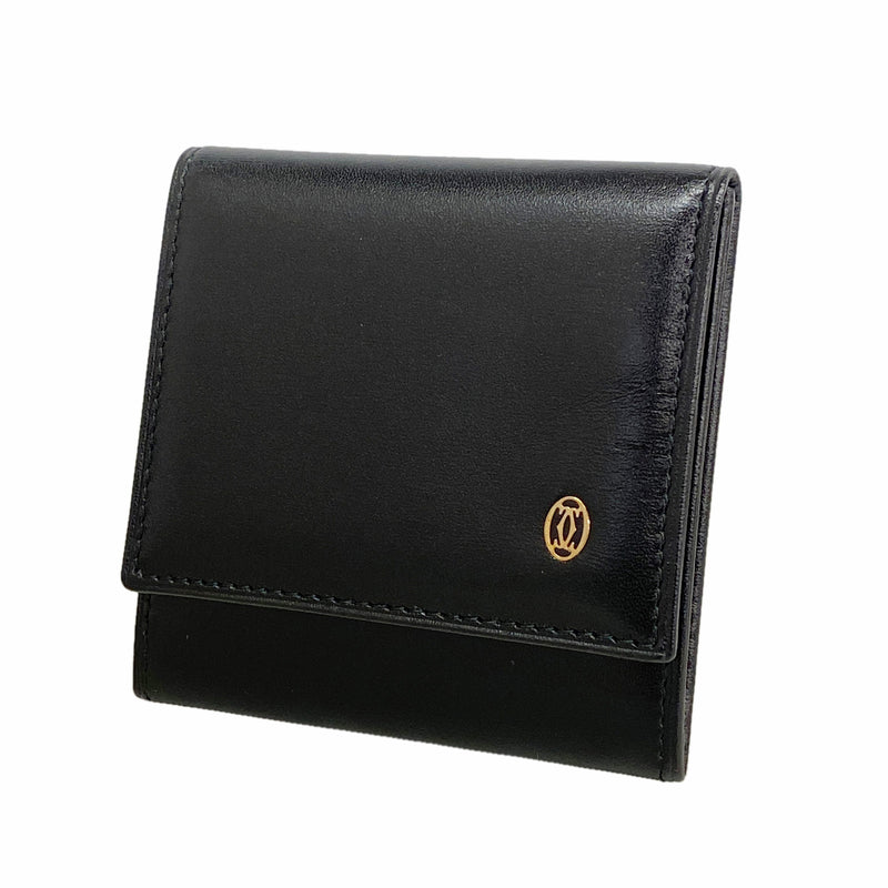 【6id6119】カルティエ コインケース パシャ レザー ブラック ゴールド金具【中古】メンズ レディース ユニセックス