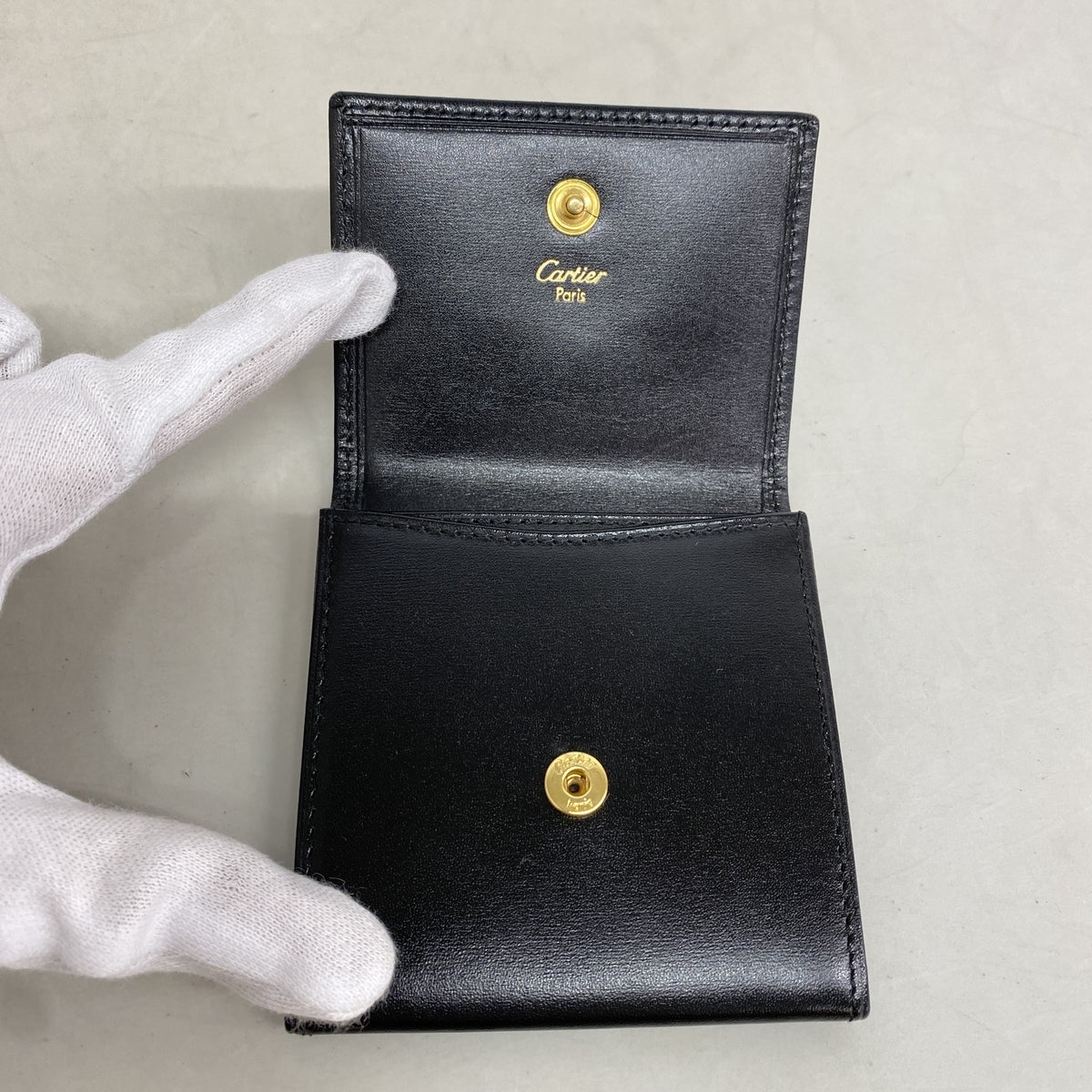 【6id6119】カルティエ コインケース パシャ レザー ブラック ゴールド金具【中古】メンズ レディース ユニセックス