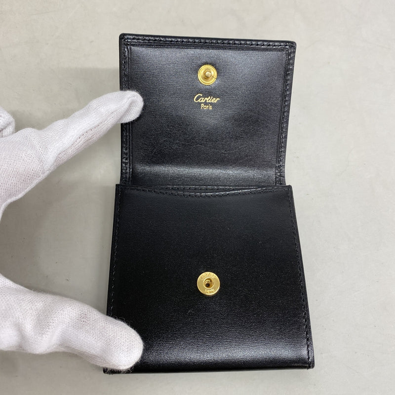 【6id6119】カルティエ コインケース パシャ レザー ブラック ゴールド金具【中古】メンズ レディース ユニセックス