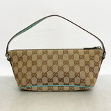 【6id6121】グッチ ハンドバッグ GGキャンバス 07198 キャンバス ブラウン グリーン シルバー金具【中古】レディース