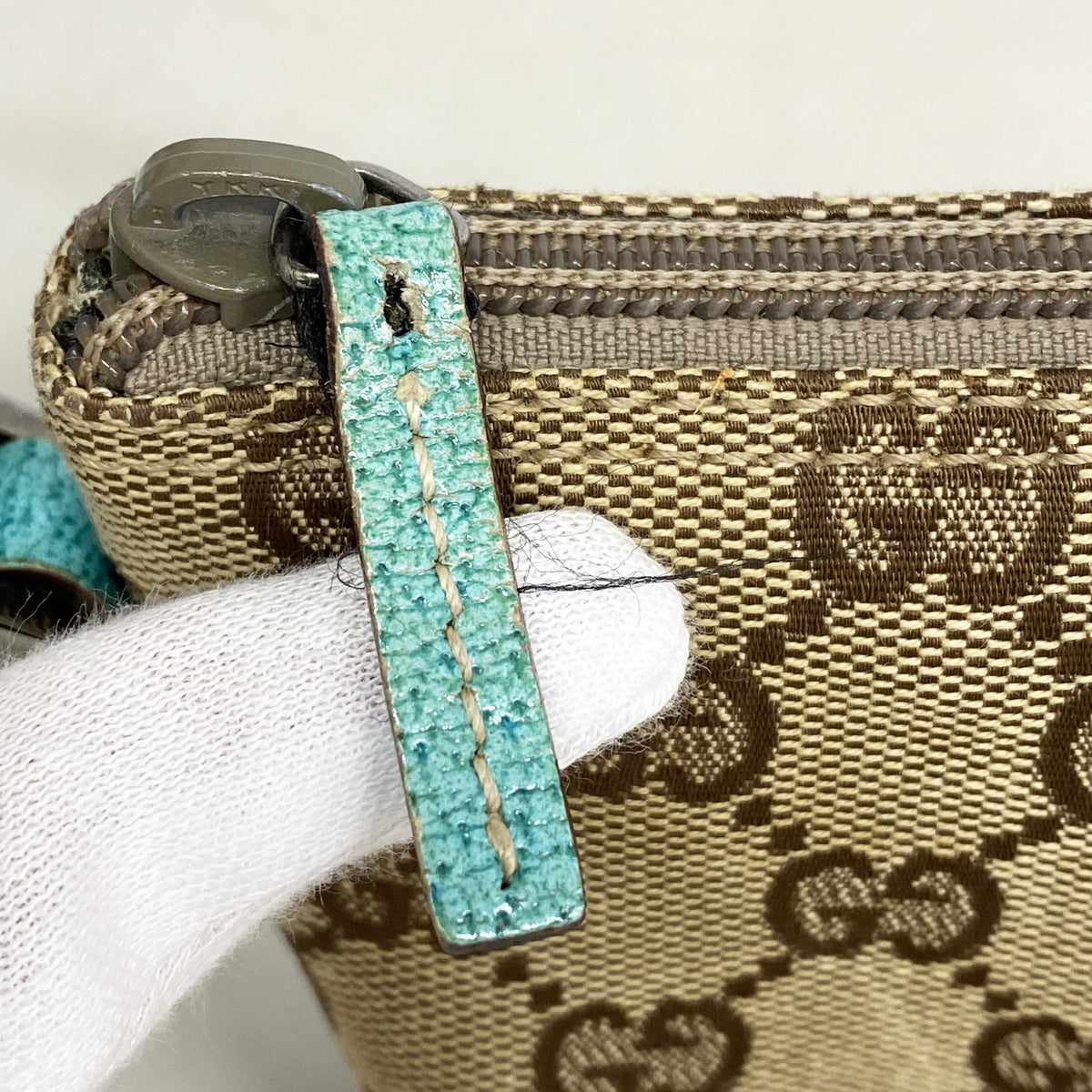【6id6121】グッチ ハンドバッグ GGキャンバス 07198 キャンバス ブラウン グリーン シルバー金具【中古】レディース