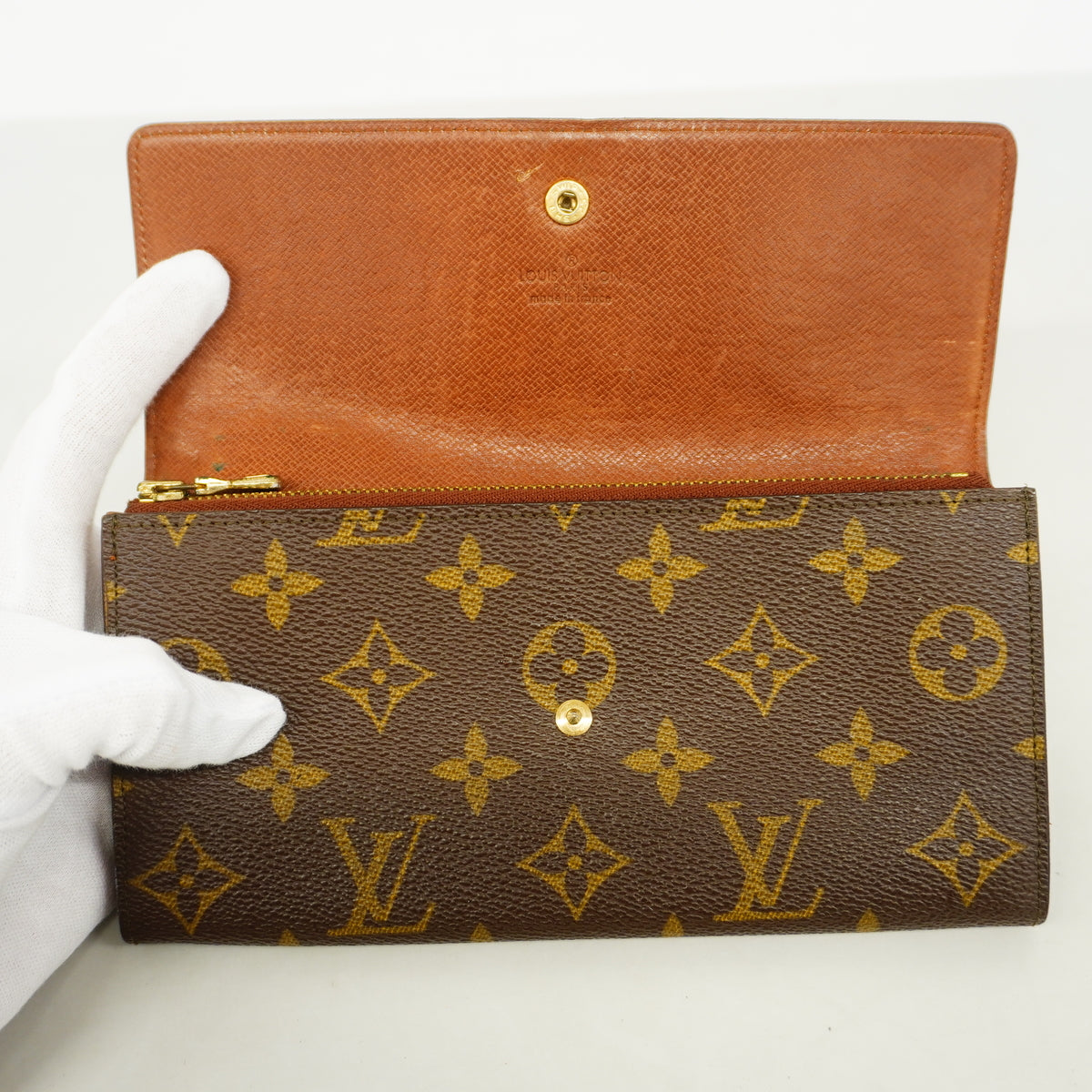 【6id6132】ルイヴィトン 長財布 モノグラム ポシェットポルトモネクレディ M61723 ブラウン【中古】レディース
