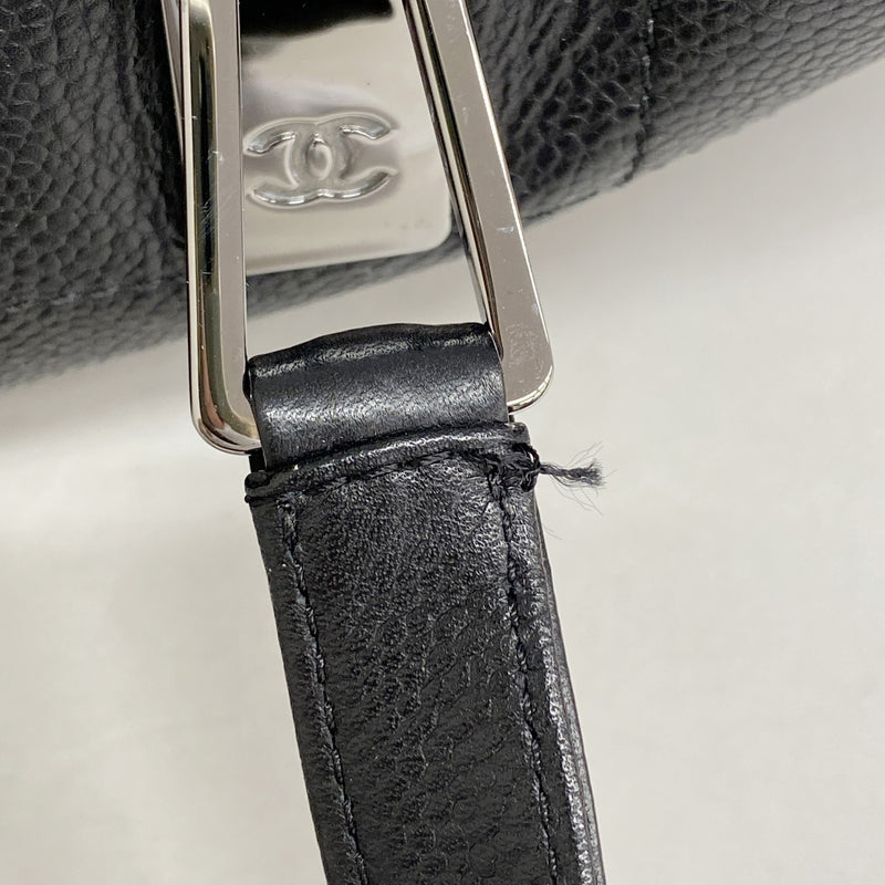 【6id6153】シャネル ハンドバッグ チョコバー キャビアスキン ブラック シルバー金具【中古】レディース