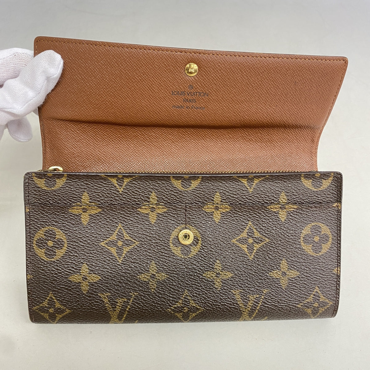 【6id6158】ルイヴィトン 長財布 モノグラム ポシェットポルトモネクレディ M61726 ブラウン【中古】レディース