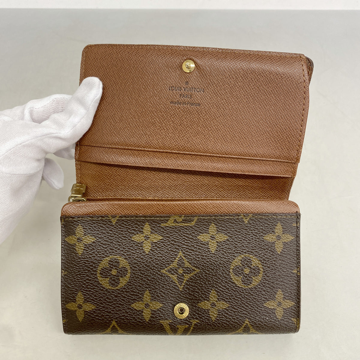 【6id6159】ルイヴィトン 財布 モノグラム ポルトフォイユトレゾール M61736 ブラウン【中古】レディース