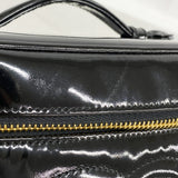 【6id6165】シャネル バニティバッグ パテントレザー ブラック ゴールド金具【中古】レディース