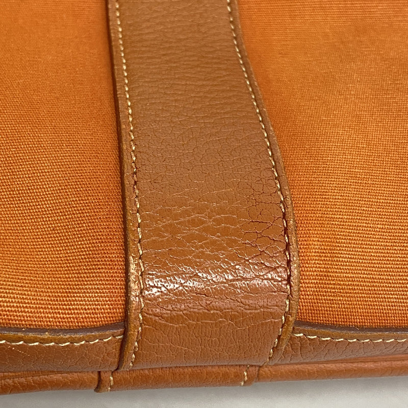 【6id6166】エルメス トートバッグ ガーデンパーティPM トワルオフィシエ オレンジ シルバー金具 □I刻印【中古】レディース