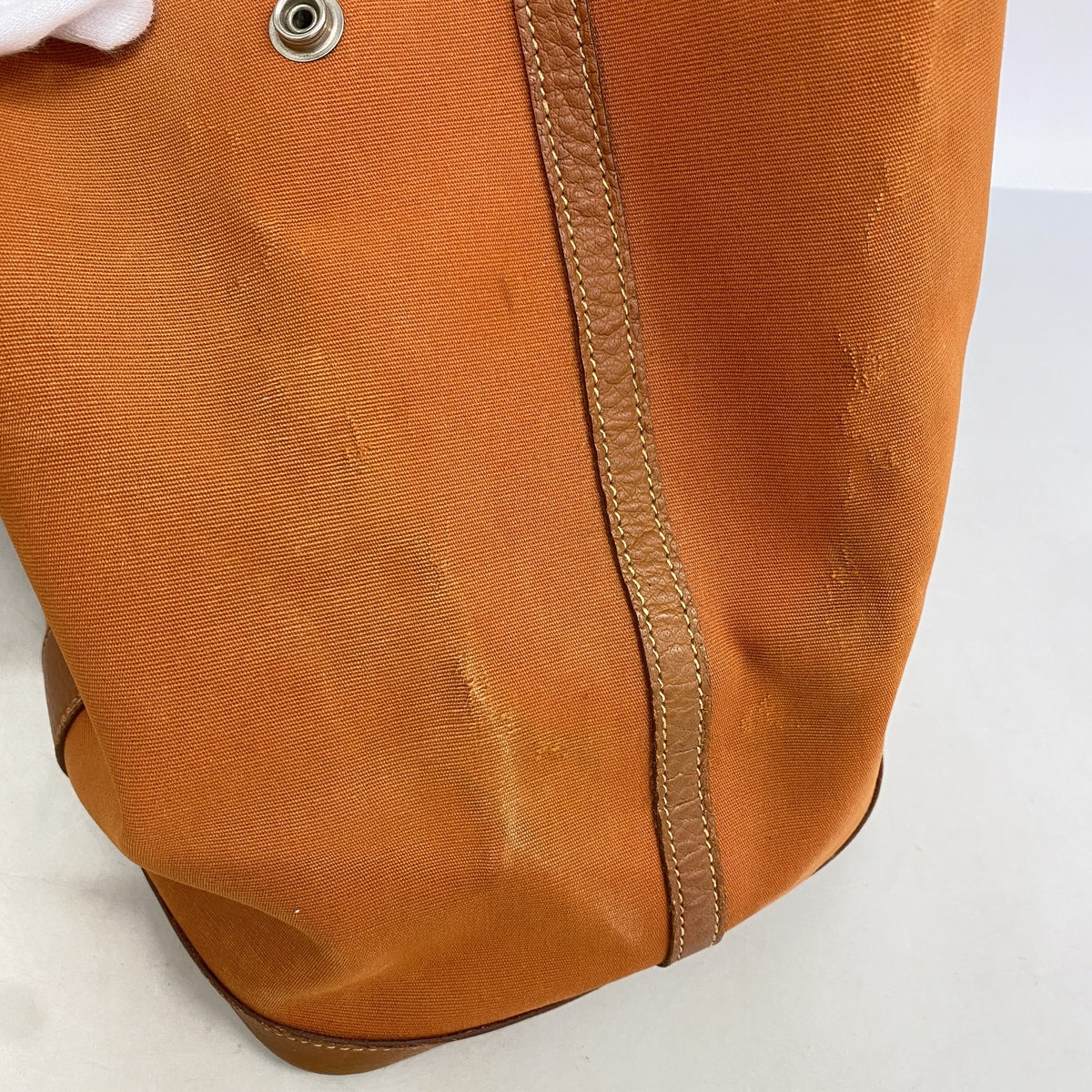 【6id6166】エルメス トートバッグ ガーデンパーティPM トワルオフィシエ オレンジ シルバー金具 □I刻印【中古】レディース