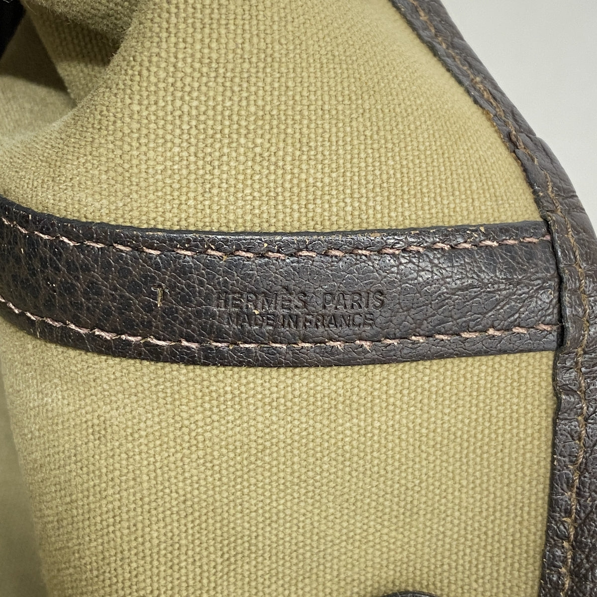 【6id6167】エルメス トートバッグ ガーデンパーティPM トワルオフィシエ ブラウン シルバー金具 T刻印【中古】レディース