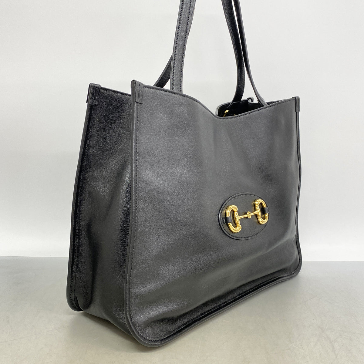 【6id6168】グッチ トートバッグ ホースビット 623694 レザー ブラック ゴールド金具【中古】レディース