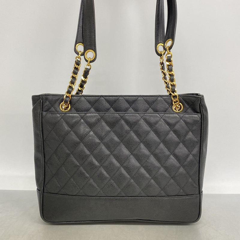【6id6184】シャネル ショルダーバッグ マトラッセ チェーンショルダー キャビアスキン ブラック ゴールド金具【中古】レディース
