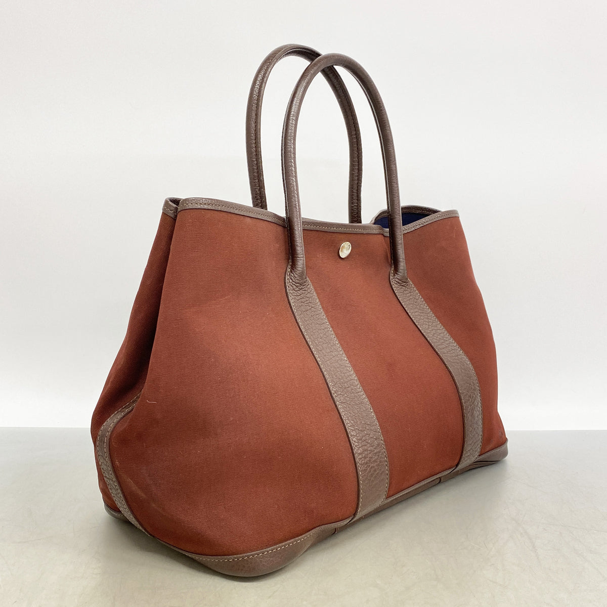 【6id6186】エルメス トートバッグ ガーデンパーティPM トワルオフィシエ ブラウン シルバー金具 □I刻印【中古】レディース