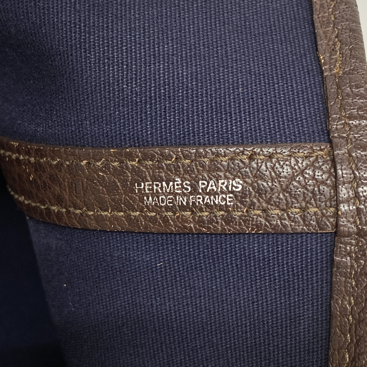 【6id6186】エルメス トートバッグ ガーデンパーティPM トワルオフィシエ ブラウン シルバー金具 □I刻印【中古】レディース