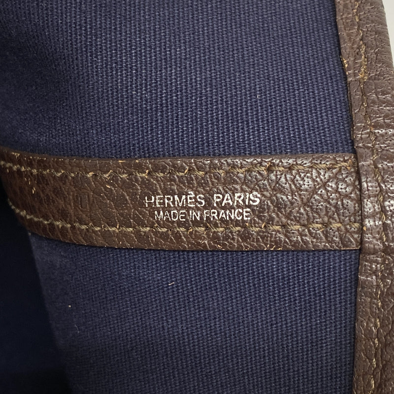 【6id6186】エルメス トートバッグ ガーデンパーティPM トワルオフィシエ ブラウン シルバー金具 □I刻印【中古】レディース