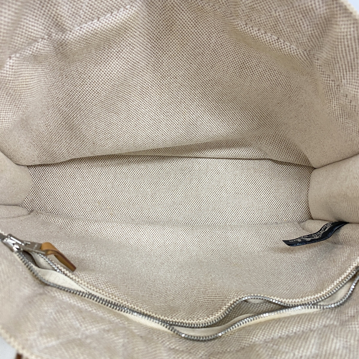 【6id6187】エルメス トートバッグ ニューフールトゥPM キャンバス ベージュ シルバー金具【中古】レディース