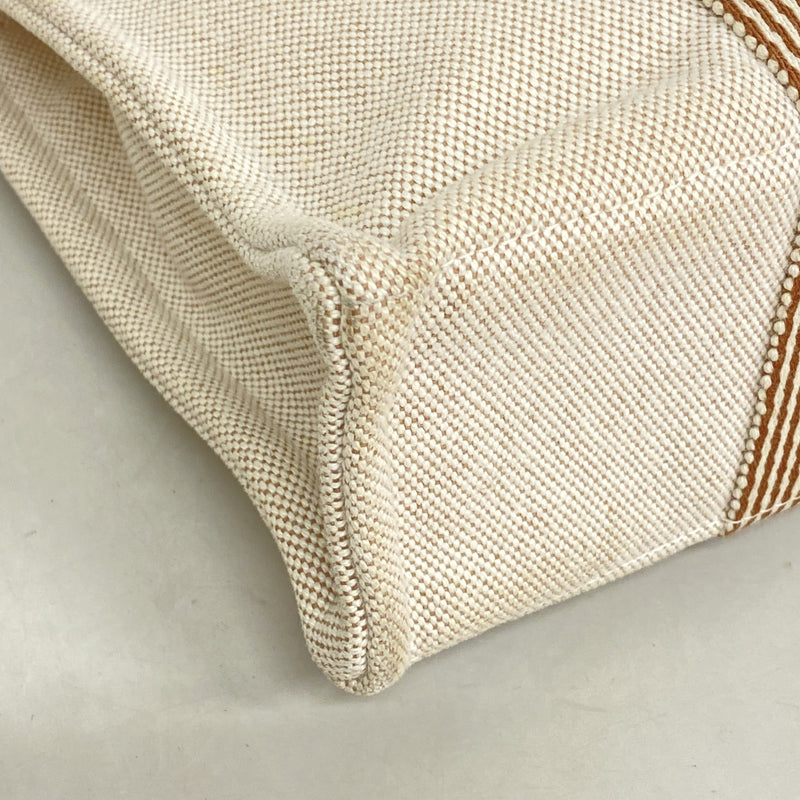 【6id6187】エルメス トートバッグ ニューフールトゥPM キャンバス ベージュ シルバー金具【中古】レディース