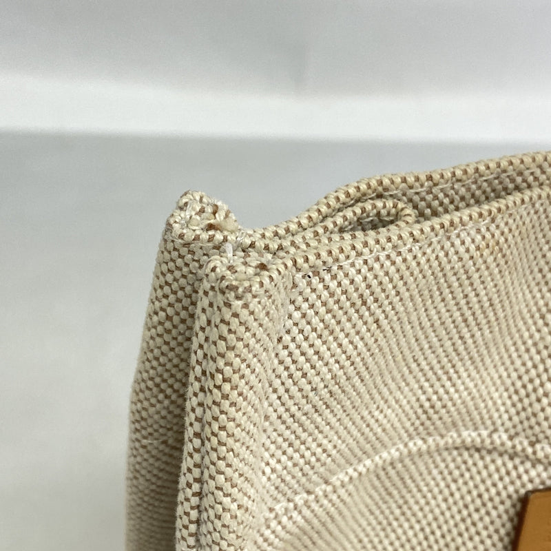 【6id6187】エルメス トートバッグ ニューフールトゥPM キャンバス ベージュ シルバー金具【中古】レディース