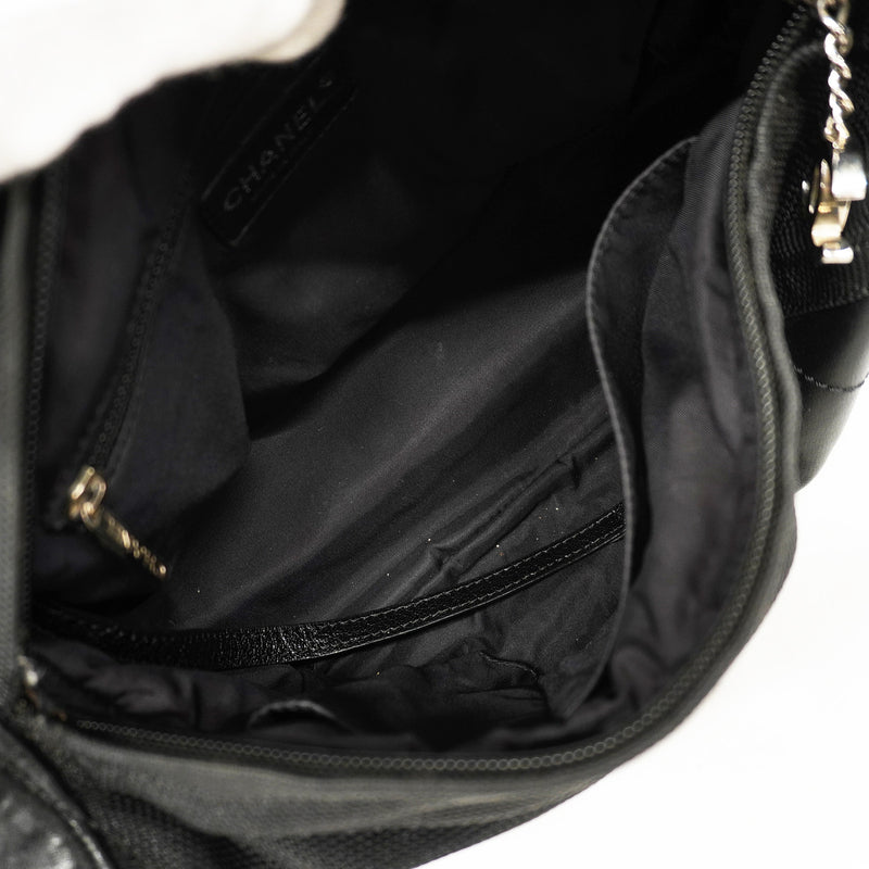 【6id6198】シャネル ショルダーバッグ パリビアリッツ レザー ブラック シルバー金具【中古】レディース