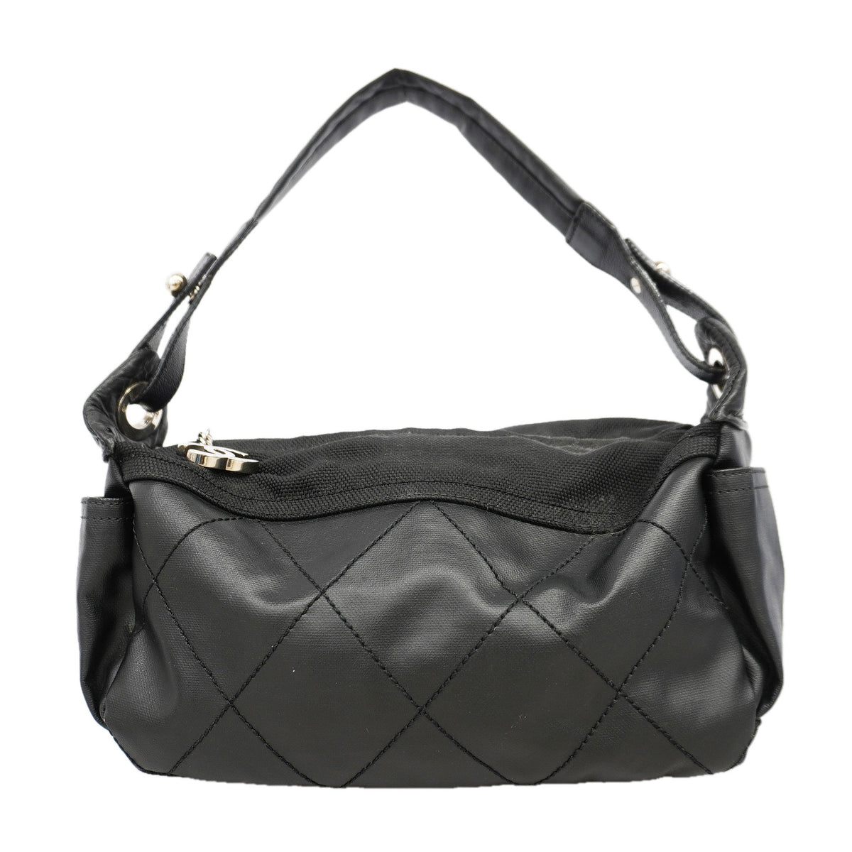 【6id6198】シャネル ショルダーバッグ パリビアリッツ レザー ブラック シルバー金具【中古】レディース