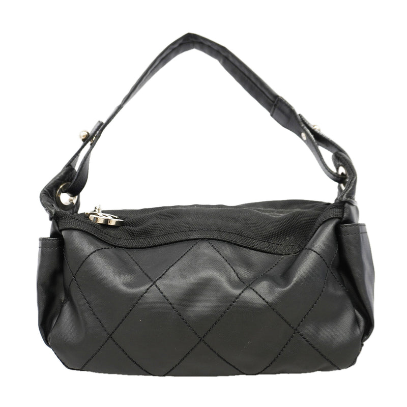 【6id6198】シャネル ショルダーバッグ パリビアリッツ レザー ブラック シルバー金具【中古】レディース