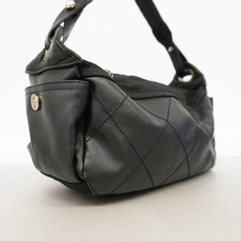【6id6198】シャネル ショルダーバッグ パリビアリッツ レザー ブラック シルバー金具【中古】レディース