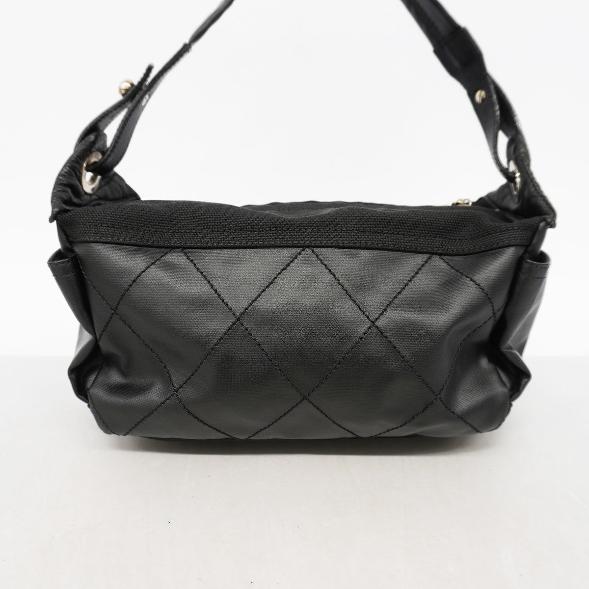 【6id6198】シャネル ショルダーバッグ パリビアリッツ レザー ブラック シルバー金具【中古】レディース