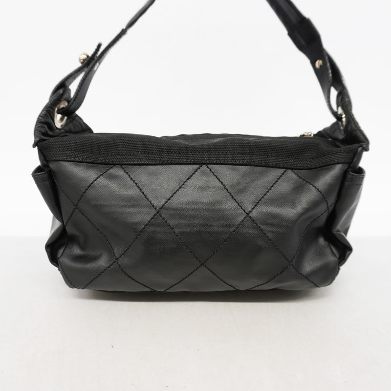 【6id6198】シャネル ショルダーバッグ パリビアリッツ レザー ブラック シルバー金具【中古】レディース