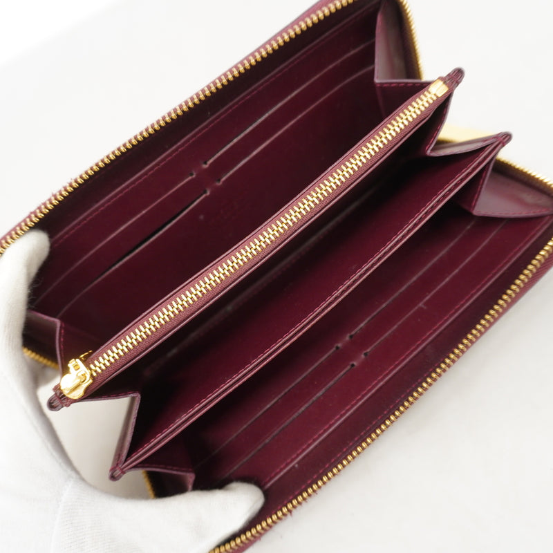 【6id6225】ルイヴィトン 長財布 ヴェルニ ジッピーウォレット M91536 ルージュフォーヴィスト【中古】レディース