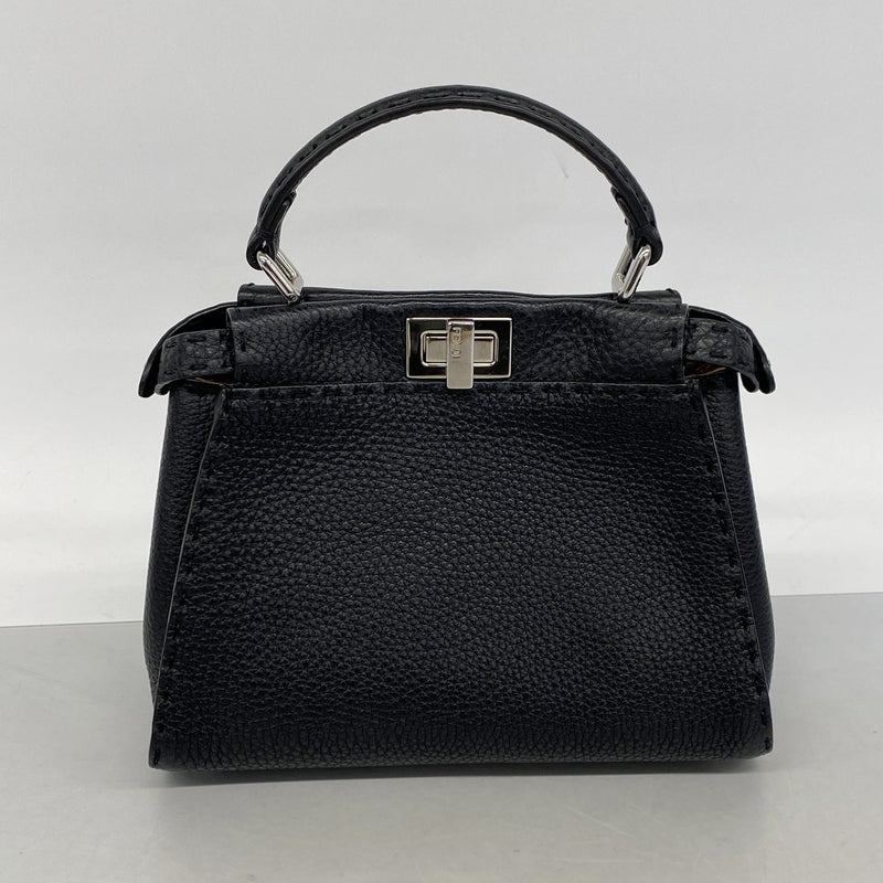 【6id6238】フェンディ ハンドバッグ セレリア ピーカブー レザー ブラック シルバー金具 2wayバッグ【中古】レディース