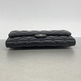 【6id6239】シャネル 長財布 マトラッセ ラムスキン ブラック シルバー金具【中古】レディース